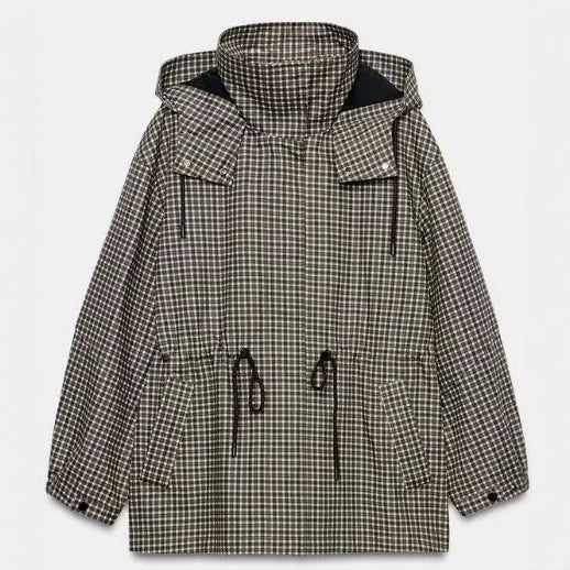 Dam Rutig Anorak med Huva och Drawstring