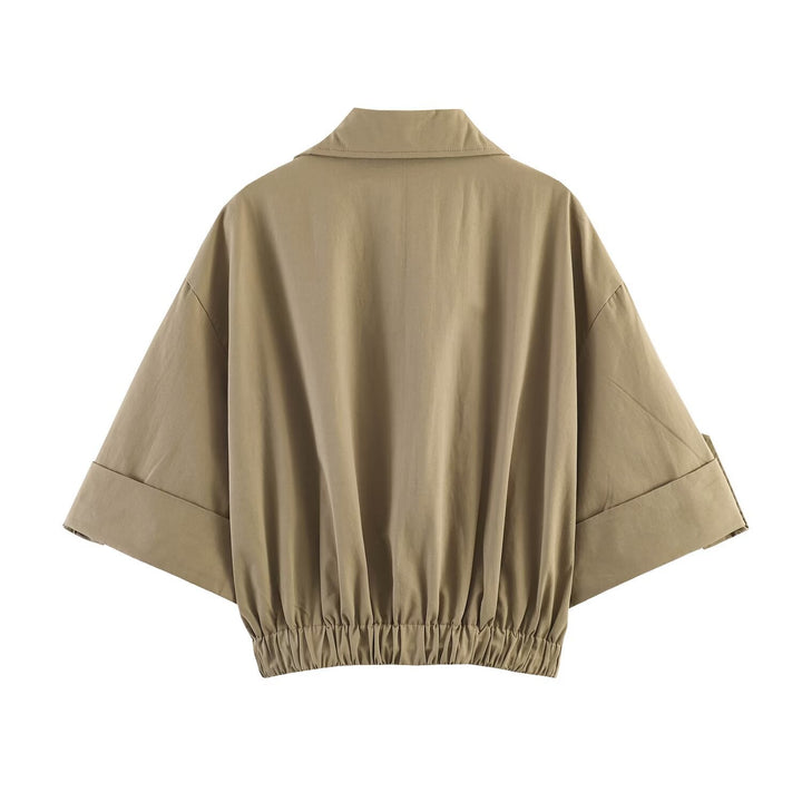 Dam kort skärning Cape trench med Boxy silhuett och Half-Length ärm Straps