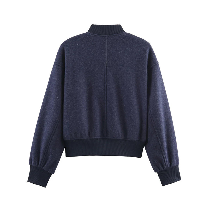 Dam figursydd ull look college jacka med concealed snap knäppning och side slip fickor