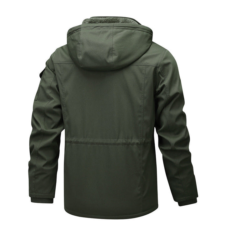 Herr Military-Inspired Canvas Parka med Teddy Fleecefoder och Justerbar Midja Dragsko