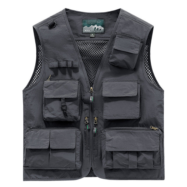 Herr Utomhus Utility Fishing Väst med Andningsbar Mesh Bak och Multifunctional Fickor