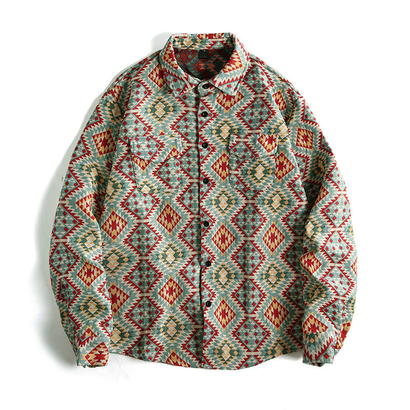 Herr Patterned Overskjortjacka i Patchwork Jacquard