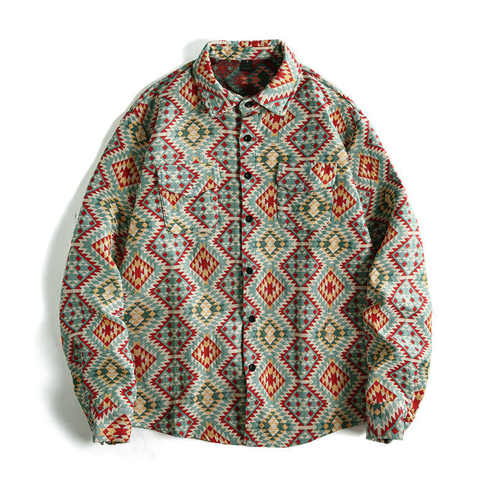 Herr Patterned Overskjortjacka i Patchwork Jacquard