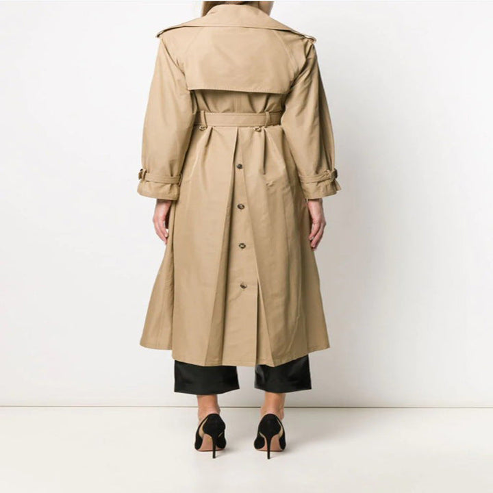 Dam Mid-length trenchcoat in A-line skärning med midjebälte och Epaulettes