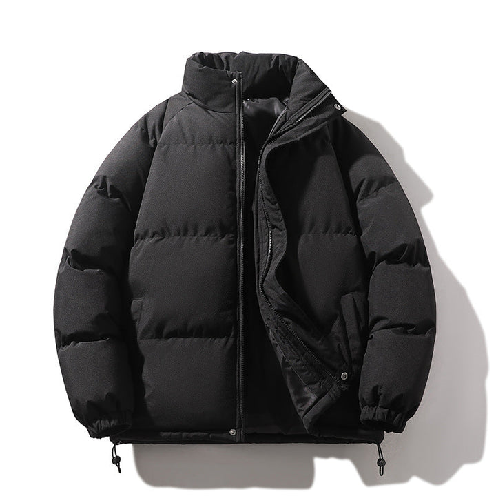 Unisex vadderad kviltad jacka gjord Down Imitation med hög krage och dragsko
