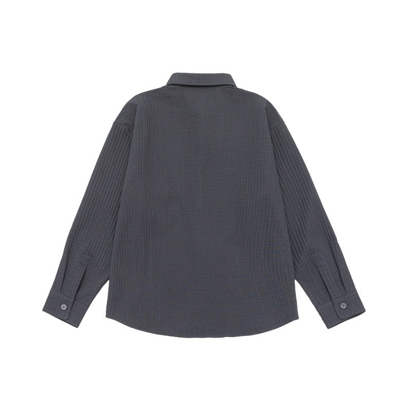Unisex Textured Oversized Skjorta Jacka med Waffle Structure och Bröstficka