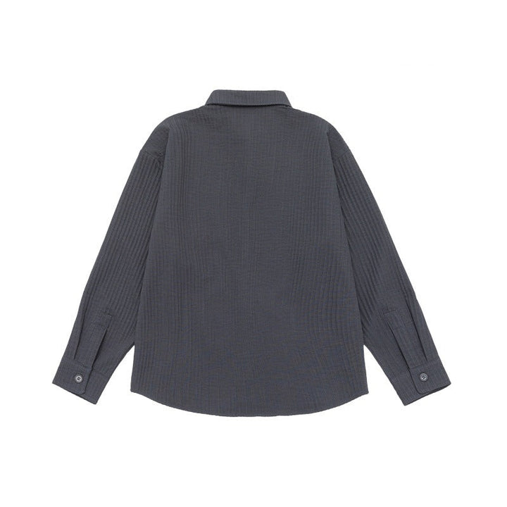 Unisex Textured Oversized Skjorta Jacka med Waffle Structure och Bröstficka