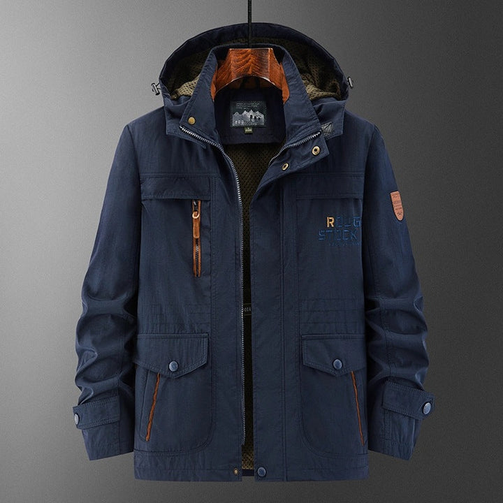 Herr Weatherproof Utility Fältjacka med Huva, Mesh Foder och Multi-Function Fickor