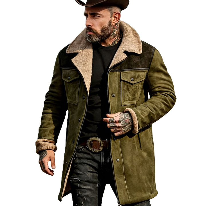 Herr Pilot Jacka Tillverkad av Suede Look med Teddy Fur Foder och Lapel Krage