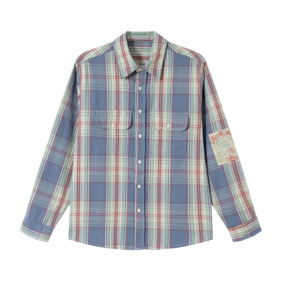 Unisex Check Skjorta Jacka i Oversized Skärning med Lockfickor och Ärm Lapp