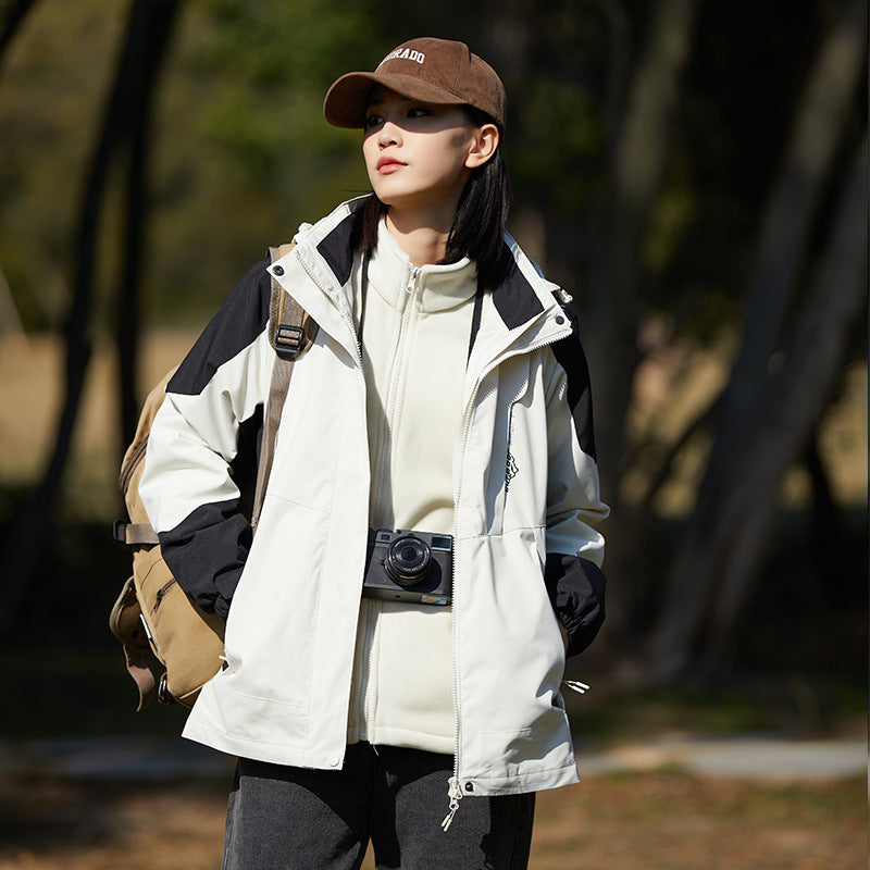 Dam två-layer softshell utomhusjacka med removable fleece inner layer och huva