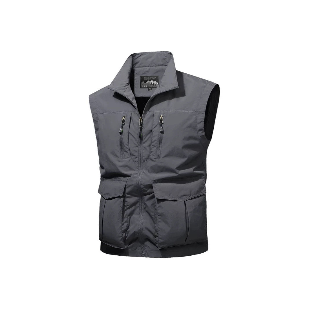 Herr Resor Performance Väst med Hög Krage, Vattenavvisande Microfiber och Flera Fickor
