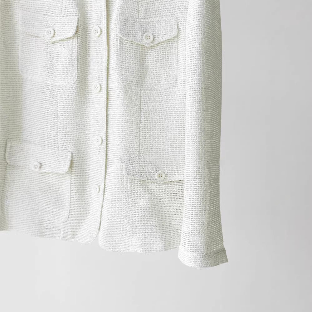 Dam modern Boucle jacka med praktiska fickor