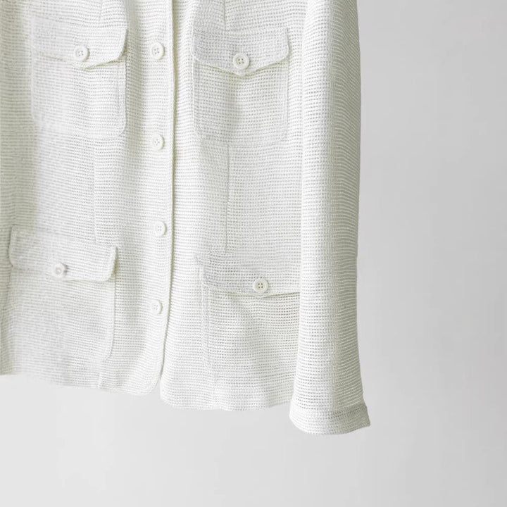 Dam modern Boucle jacka med praktiska fickor