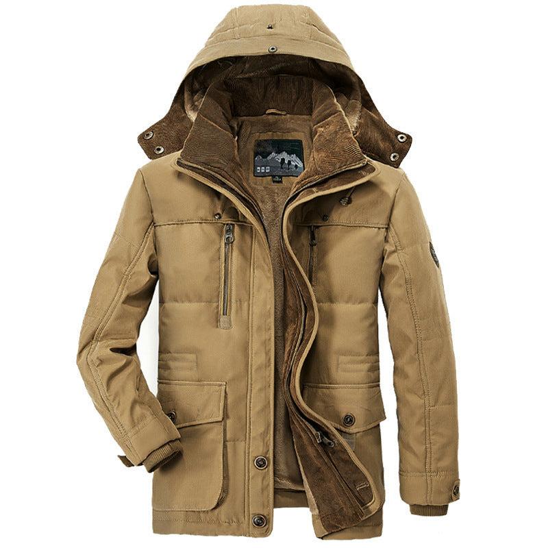 Herr Robust Canvas Fält Parka med Manchester Krage, Zip Fram och Multifunction Fickor