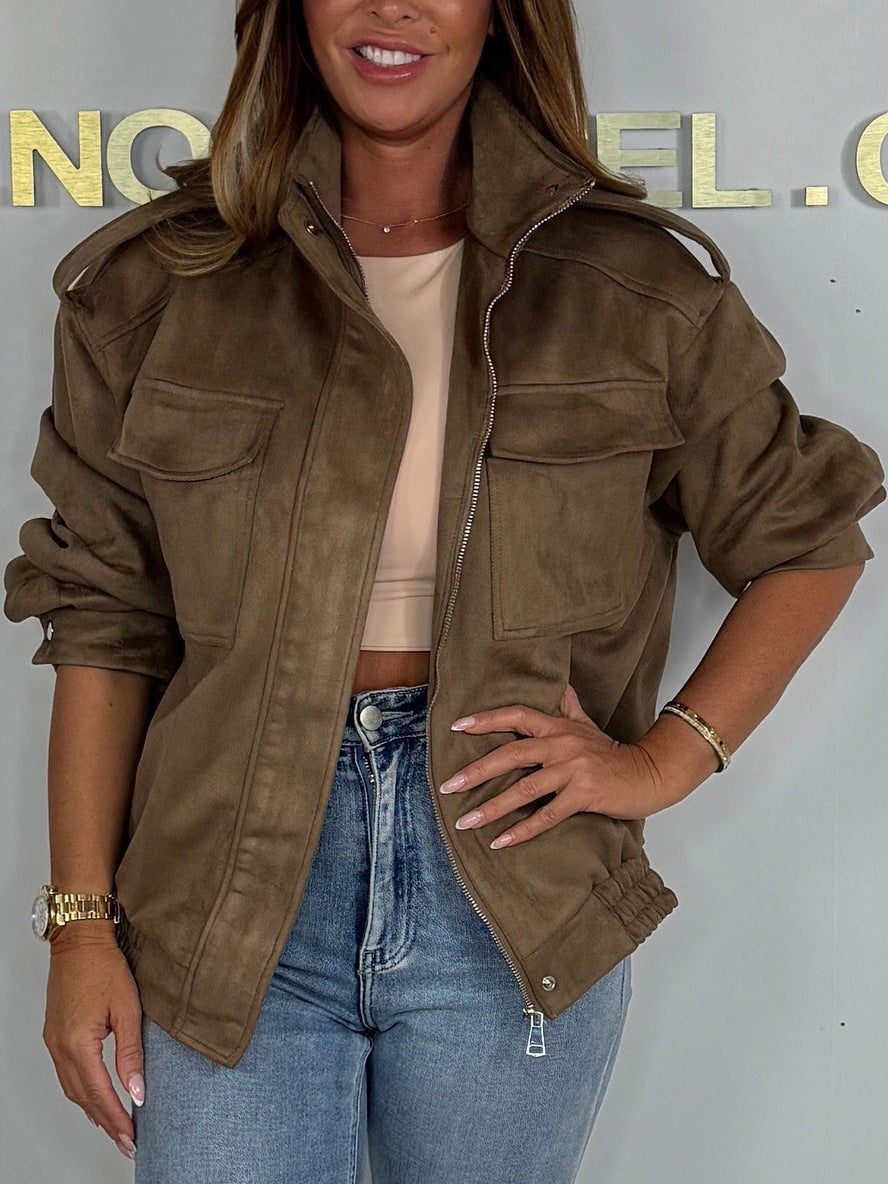 Dam Fashion mockajacka med avslappnad skärning