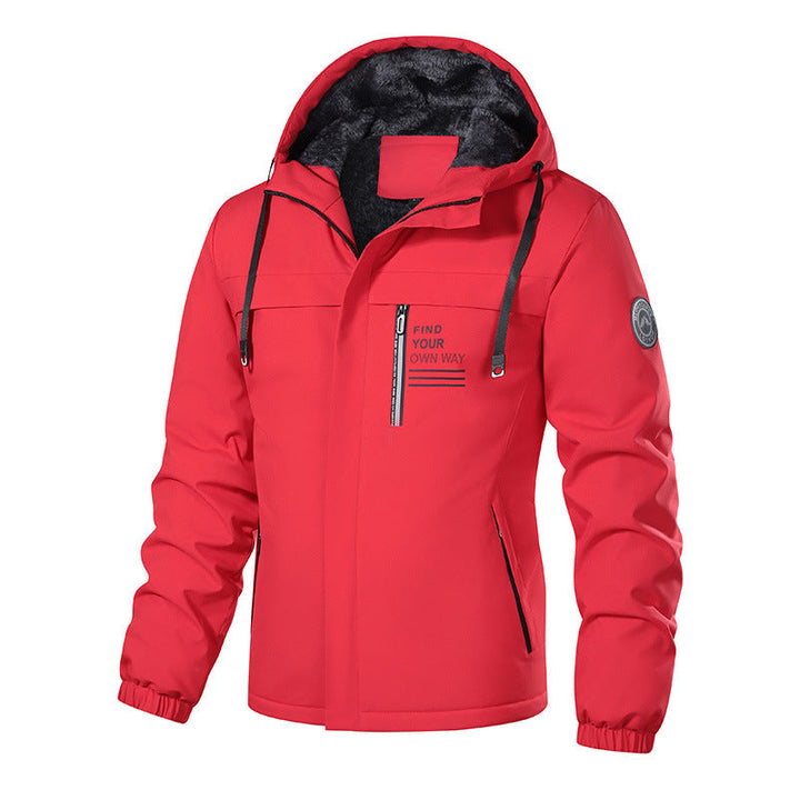 Herr Weatherproof Jacka med Huva med Värmande Teddy Fleece Foder och Concealed Fram Dragkedja