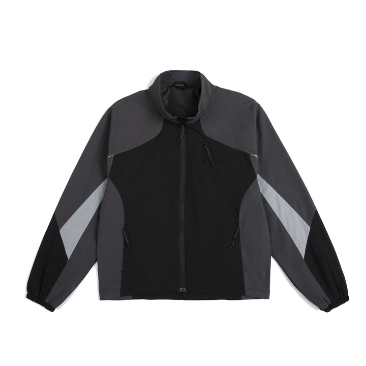 Unisex Lätt Vindjacka med Hög Krage, Färg Mix Panels och Adjustable Fåll