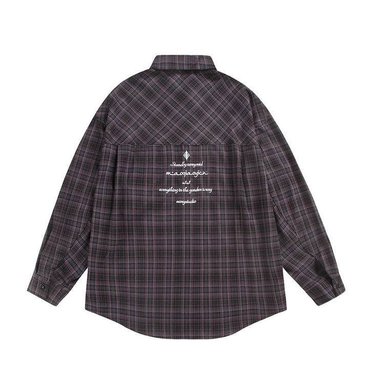 Unisex Check Skjorta Jacka i Boxig Skärning med Stor Bröst Lockfickor och Extended Fåll