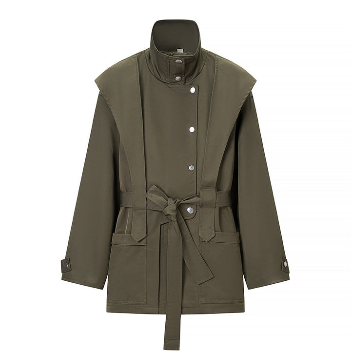 Dam skräddad Transition jacka med Stand krage, Shoulder Cape och bälte