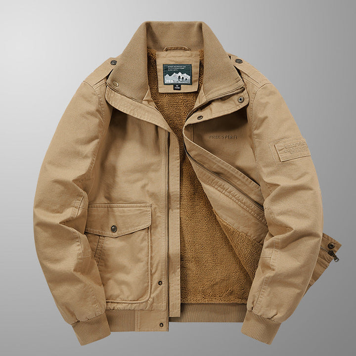 Herr Insulated Fält Blouson med Full Teddy Fleecefoder, Dold Zip Fram och Utility Fickor