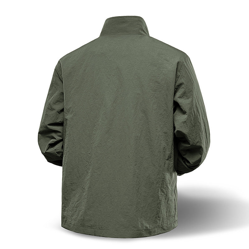 Herr Lätt Technical Zip Jacka med Stående Krage, Raglan Ärmar och Utility Inserts