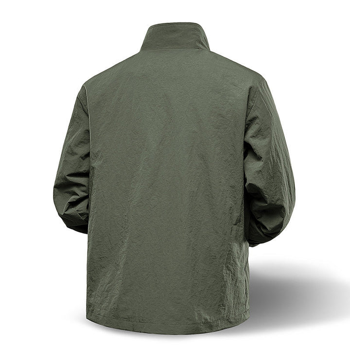 Herr Lätt Technical Zip Jacka med Stående Krage, Raglan Ärmar och Utility Inserts