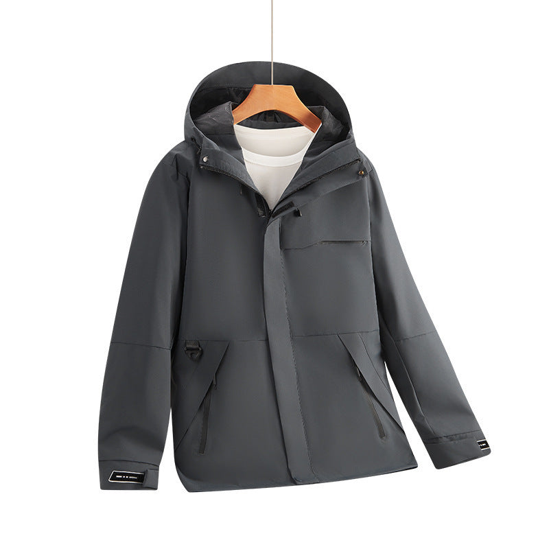 Herr vattenavvisande softshell hoodiejacka med dold dragkedjas och urban Skärning