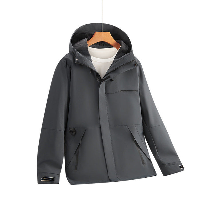 Herr vattenavvisande softshell hoodiejacka med dold dragkedjas och urban Skärning