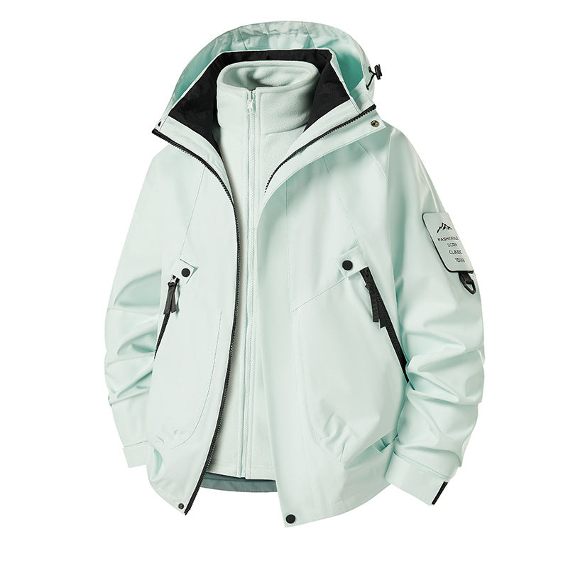 Herr 3-i-1 Softshell Parka med Uttagbar Fleece Inre Jacka och Technical Huva