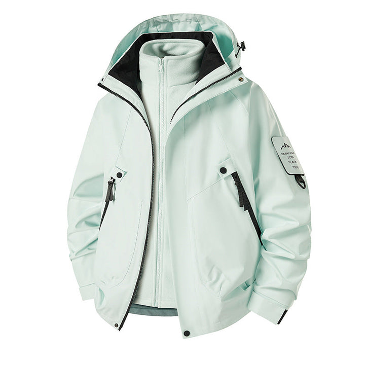 Herr 3-i-1 Softshell Parka med Uttagbar Fleece Inre Jacka och Technical Huva