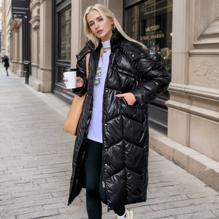 Dam Lång isolerad pufferjacka med Voluminous Skärning och Praktisk sidofickor