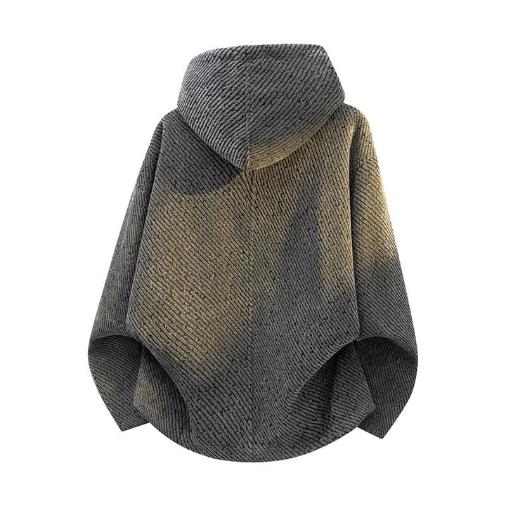 Dam Oversize Structured Poncho Jacka med Shawl Krage och Asymmetric Dragkedja