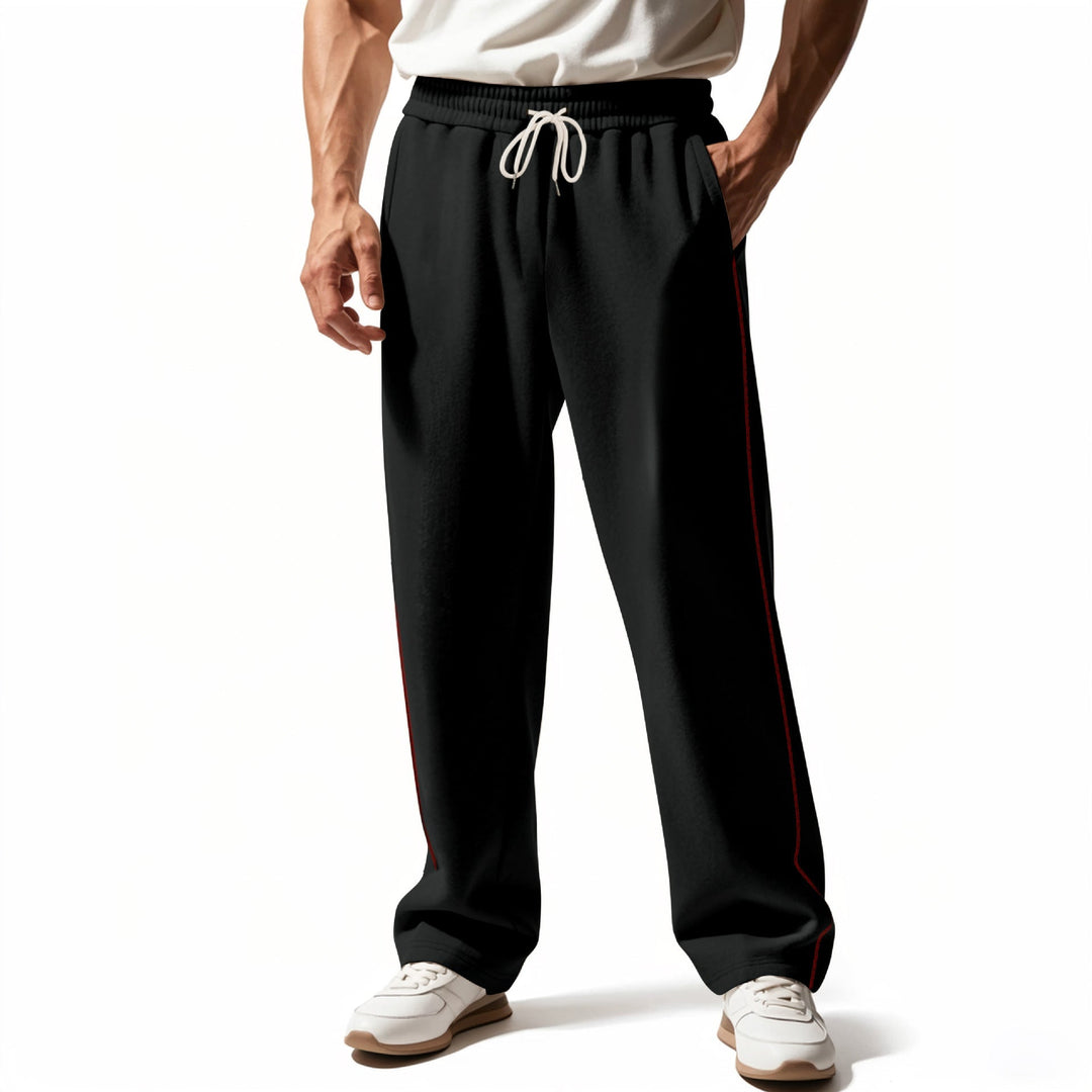 Herr Casually Fitting Mjukisbyxor med Side Decorative Seam, Elastic Comfort Waistband, och Deep Sidofickor