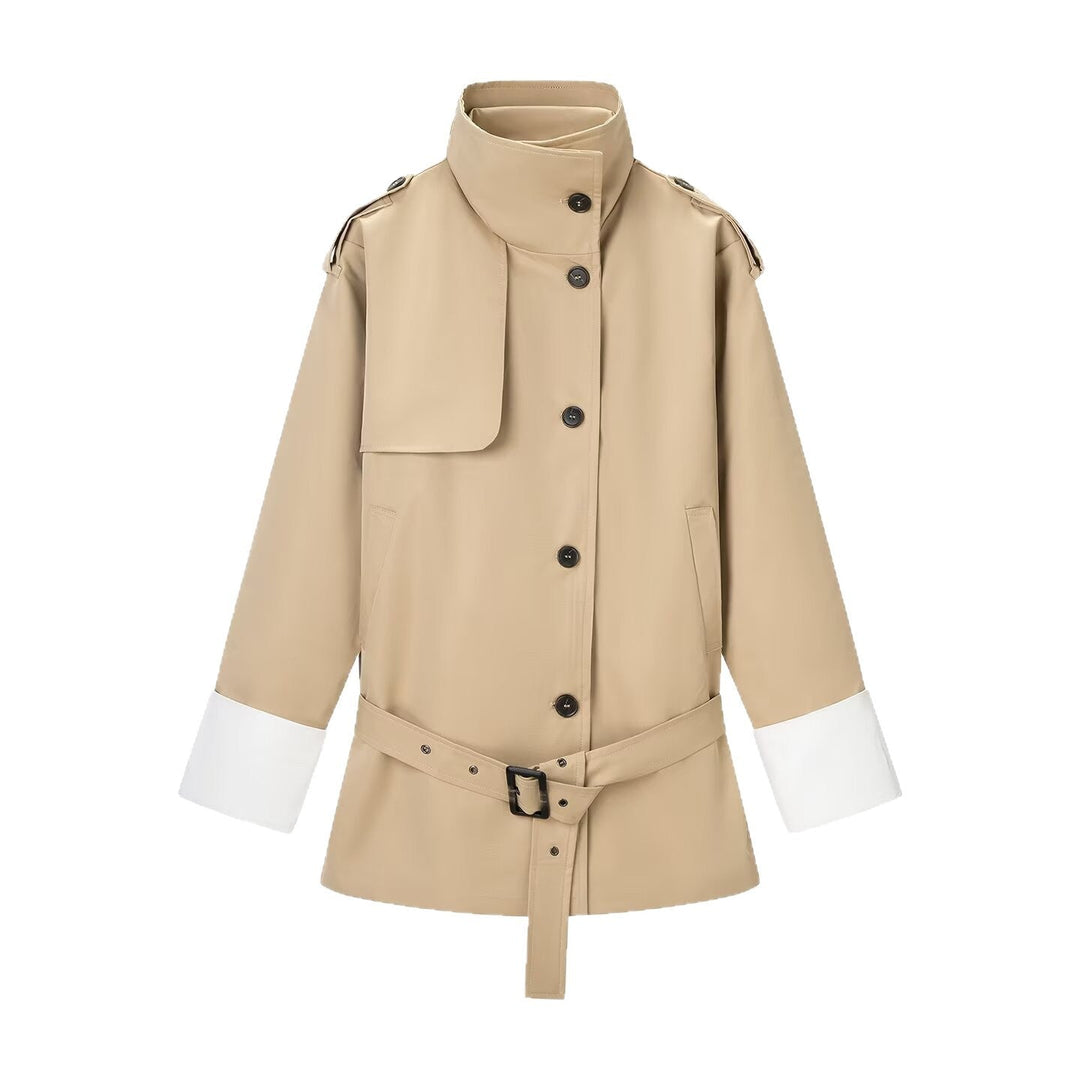 Dam kort jacka in safari stil med midjebälte och oversize muddar