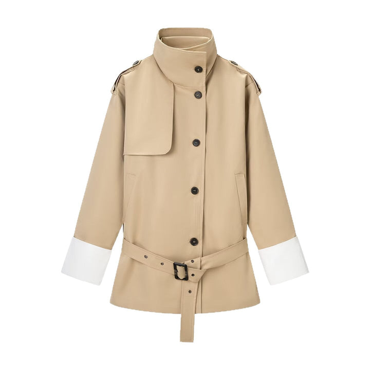 Dam kort jacka in safari stil med midjebälte och oversize muddar