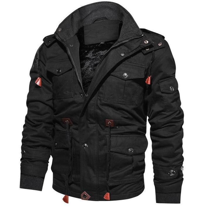 Herr Multifunctional Canvas Intermediate Parka med Teddy Fleecefoder och Utility Fickor