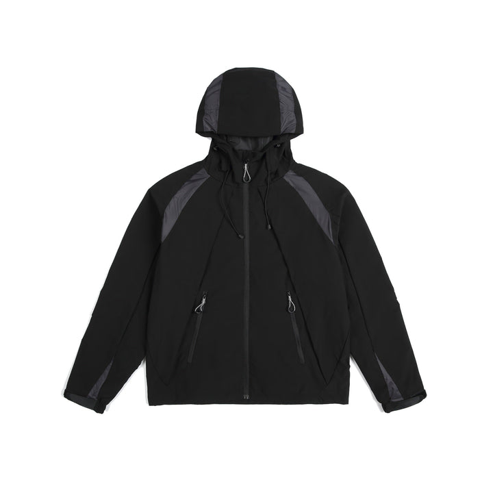 Unisex Lätt Rain och Softshell Jacka med Huva, Adjustable Fåll och Fickor med Dragkedja
