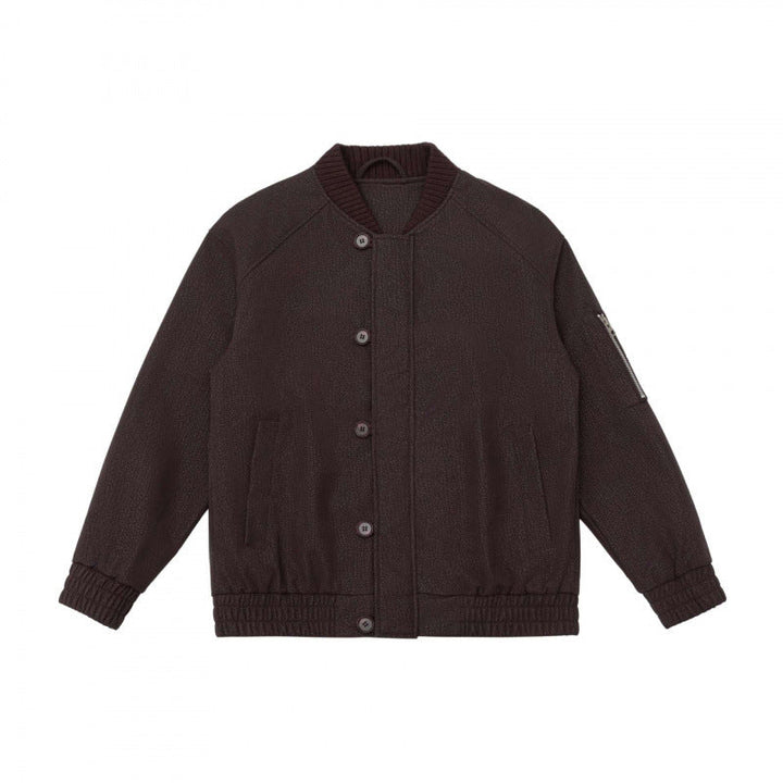 Herr boxig bomberjacka med Textured Canvas Look, ribbad fåll och ärm Ficka