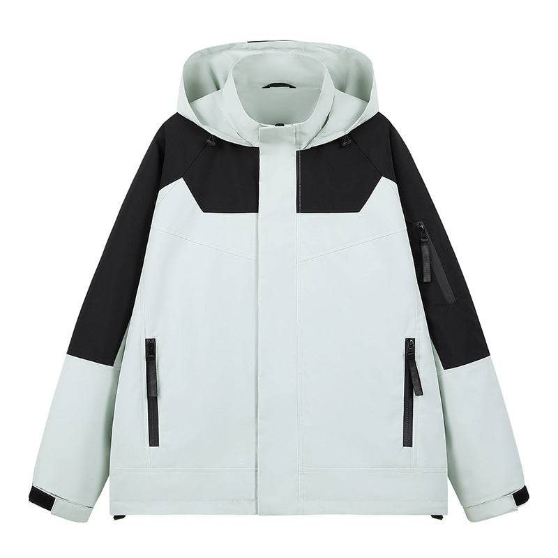 Herr vattenavvisande teknisk urban hoodiejacka med ergonomic huva, dold dragkedja, och seam-sealed funktion fickor