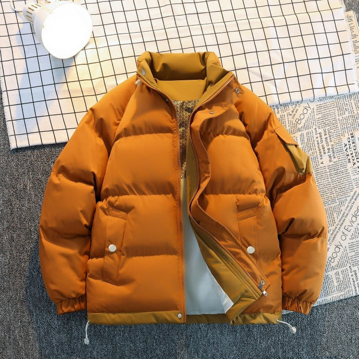 Herr Isolerad Oversized Puffer Jacka med Kontrast Foder, Arm Ficka &amp; Dragsko