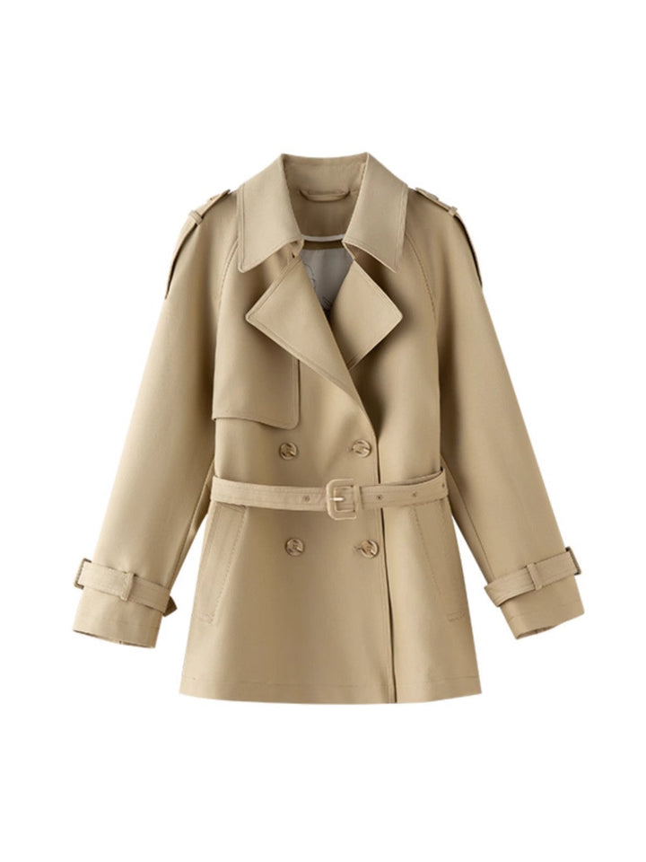 Dam kort trenchcoat in double-breasted med midjebälte &amp; epaulettes