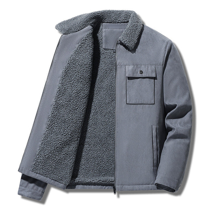 Herr Vadderad Sherpa Canvas Jacka med Dragkedja