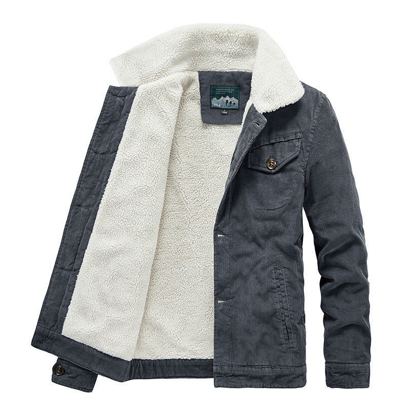 Herr Manchester Worker Trucker Jacka med Warming Sherpa Foder och Skjorta Krage