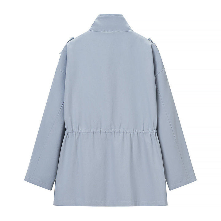 Dam Utilityjacka med Drawstring, Stå Krage och Patch Fickor