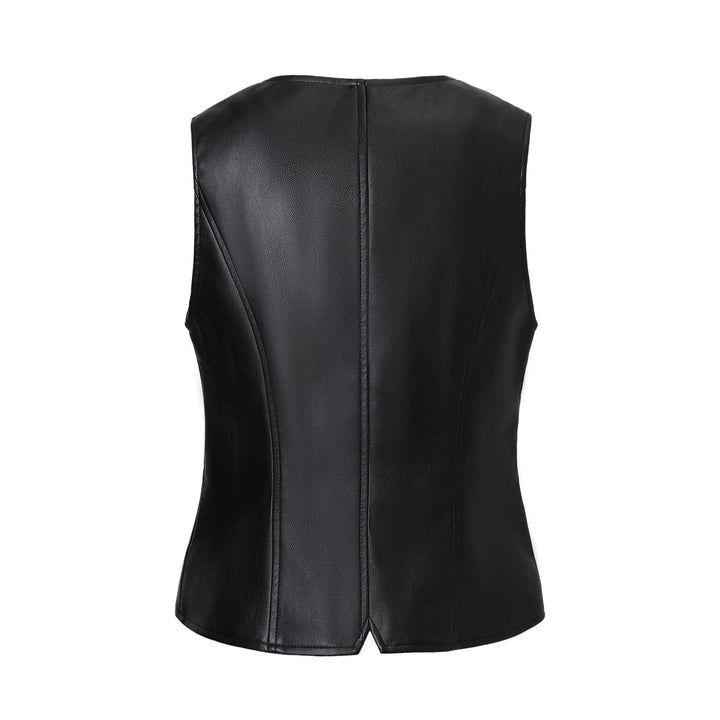 Dam Elegant Faux Läder Väst