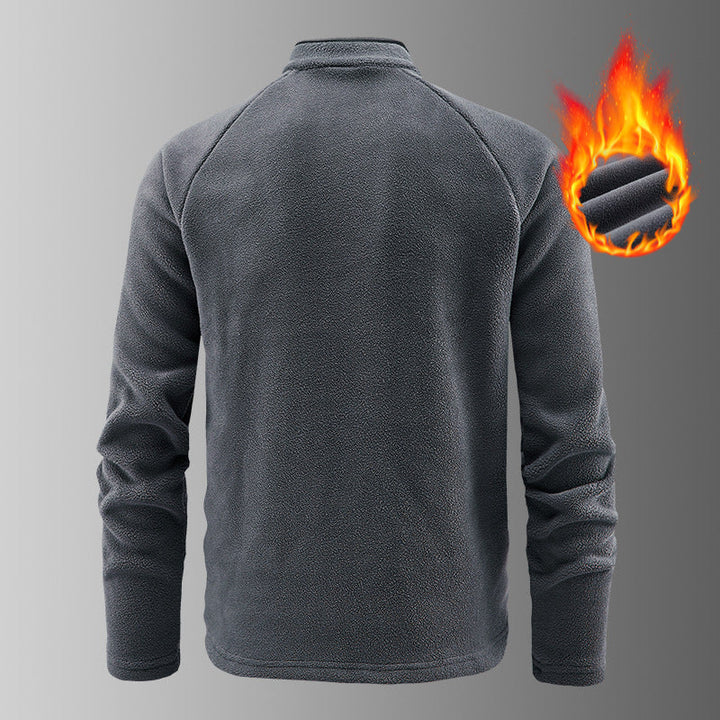 Herr Värmande Microfleece Pullover med Halv Dragkedja, Ergonomic Raglanärmar, och Mysig Interior Structure