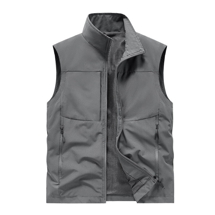 Herr Lätt Vindtät Softshell Quiltad Väst med Mesh Foder, Ståkrage &amp; Dragkedja Fickor