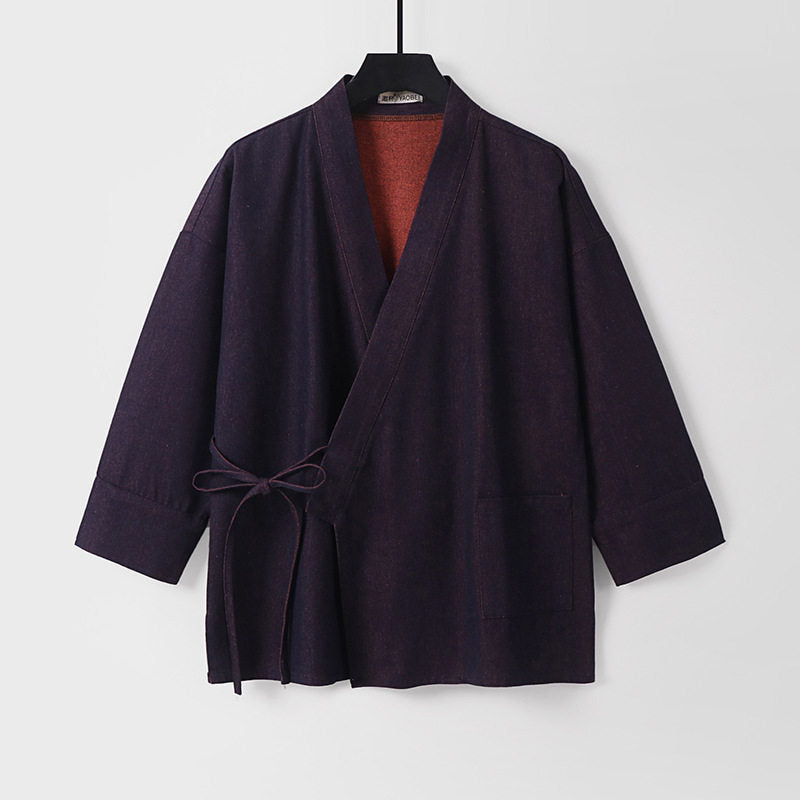 Dam lätt två-Tone Kimono jacka med Ties och kontrasterande inner foder