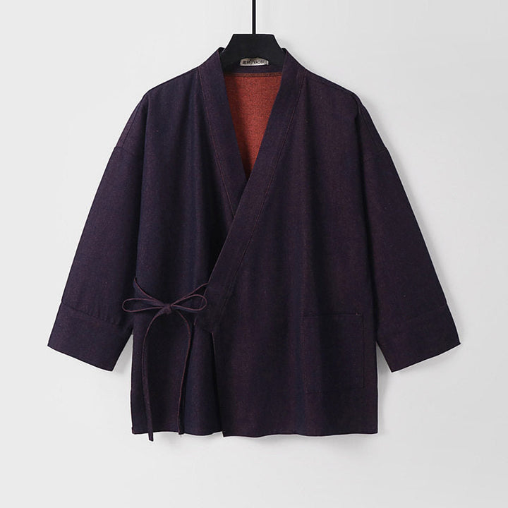 Dam lätt två-Tone Kimono jacka med Ties och kontrasterande inner foder